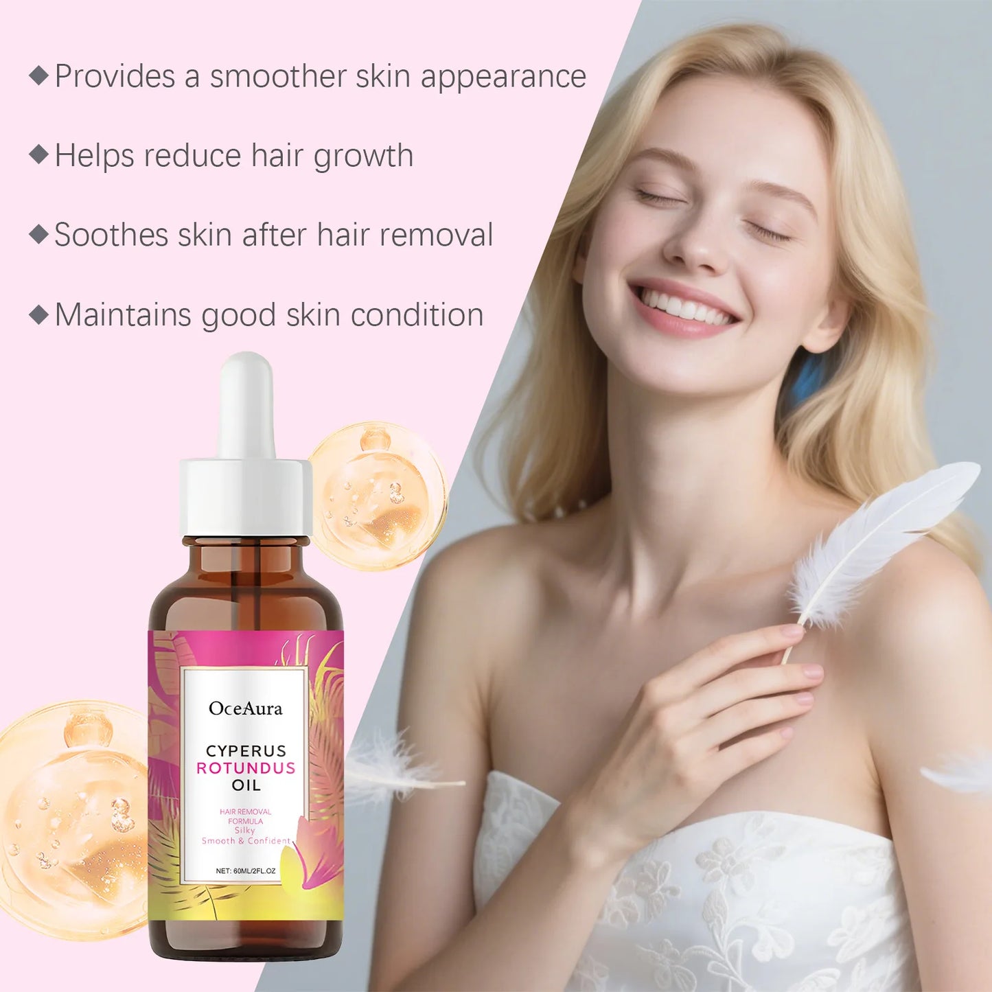 Natural Cyperus Rotundus Oil Hair Removal Depilatory Cleansing Moisturizing Hair Inhibitor Soothing Rejuvenating Armpit Body Oil